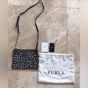 Furla Calf Hair Leopard Print Clutch Bag